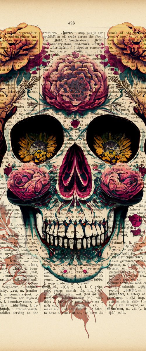 Flower Crowned Skull by Jakub DK - JAKUB D KRZEWNIAK