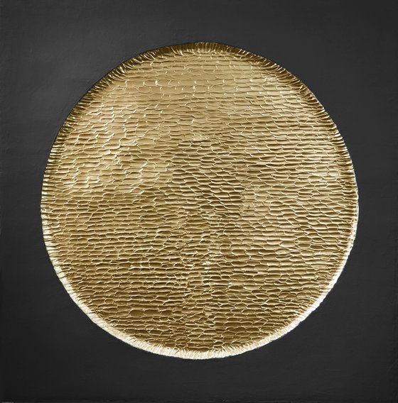 "Golden Black Mars" Abstract high textured