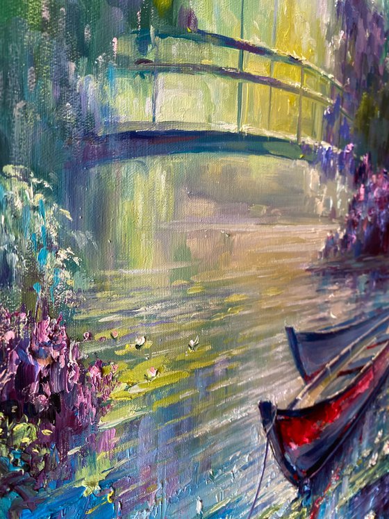 "Morning Water-Lilies pond"original oil painting by Artem Grunyka