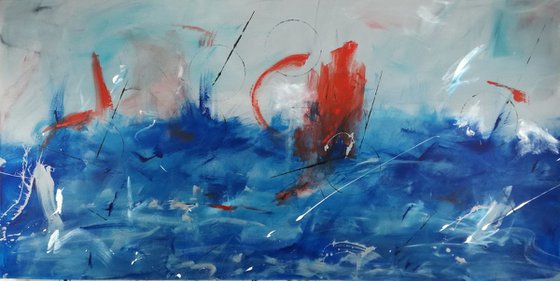 large abstract painting 140x70 cm-large wall art   title : abstract-c390