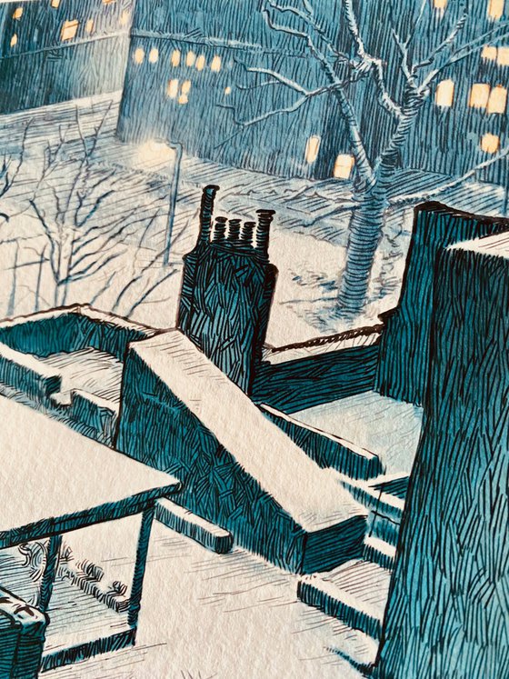 Winter Rooftops - A3 limited edition Giclee print