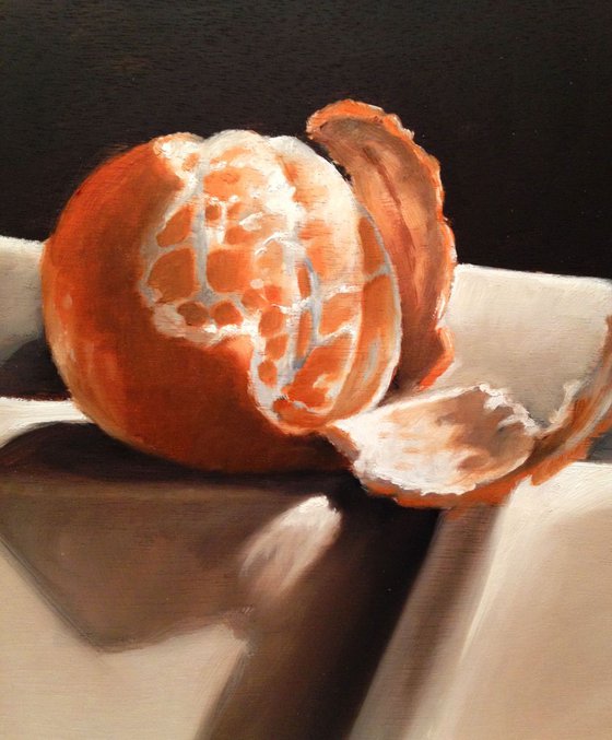 "Half peeled " -original oil painting - 20 x 20 cm (8' x 8')