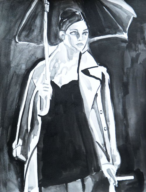 Woman with  umbrella by Alexandra Djokic