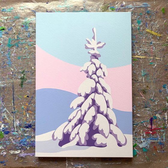 Snowy Tree in the Alpenglow Winter Landscape