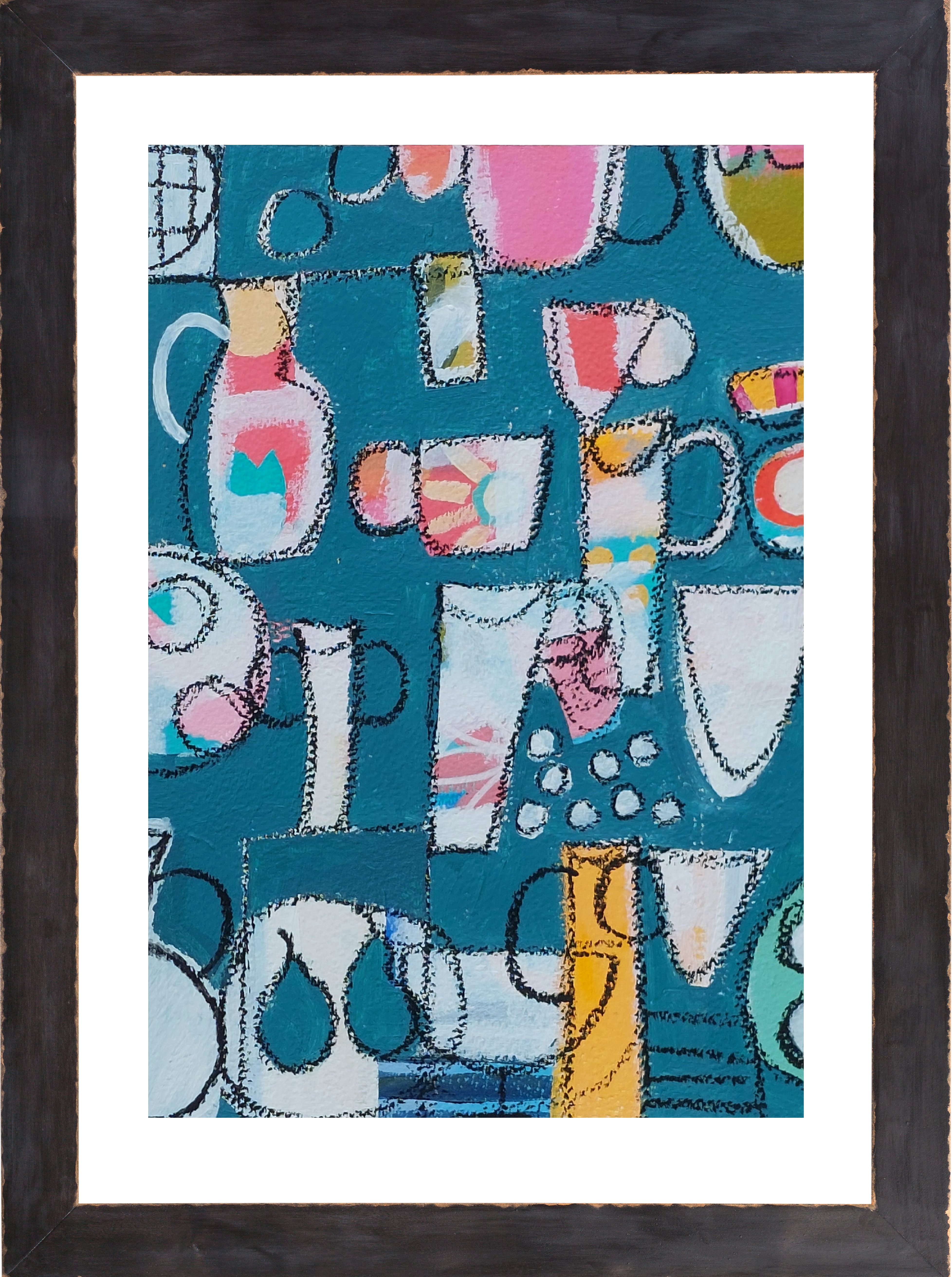 Abstract Still Life Acrylic Painting By Jan Rippingham, 10 X 14, Still Life & Yellow Vase Iii, Original Artwork