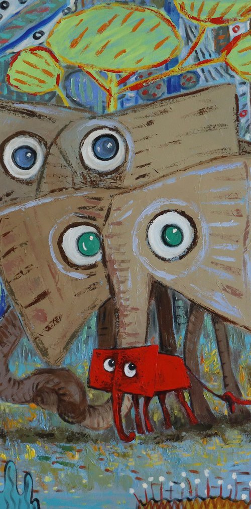 Mom, dad and 2 baby elephants by Ta Byrne