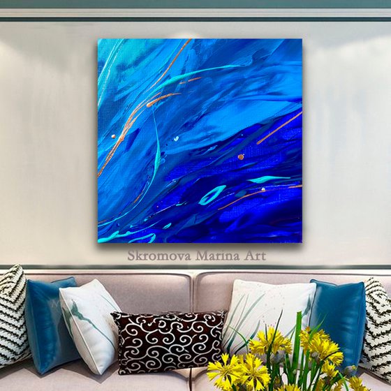 ALONE WITH THE OCEAN - Ocean abstraction. Very Peri. Modern. Marine theme. Deep blue. Magic. Bright colors. Breeze.