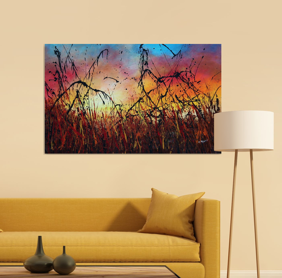 Sunset #4 - Large 124 cm x 77 cm -Original abstract landscape painting