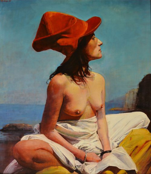 The Woman with the Red Hat. by Marco  Ortolan