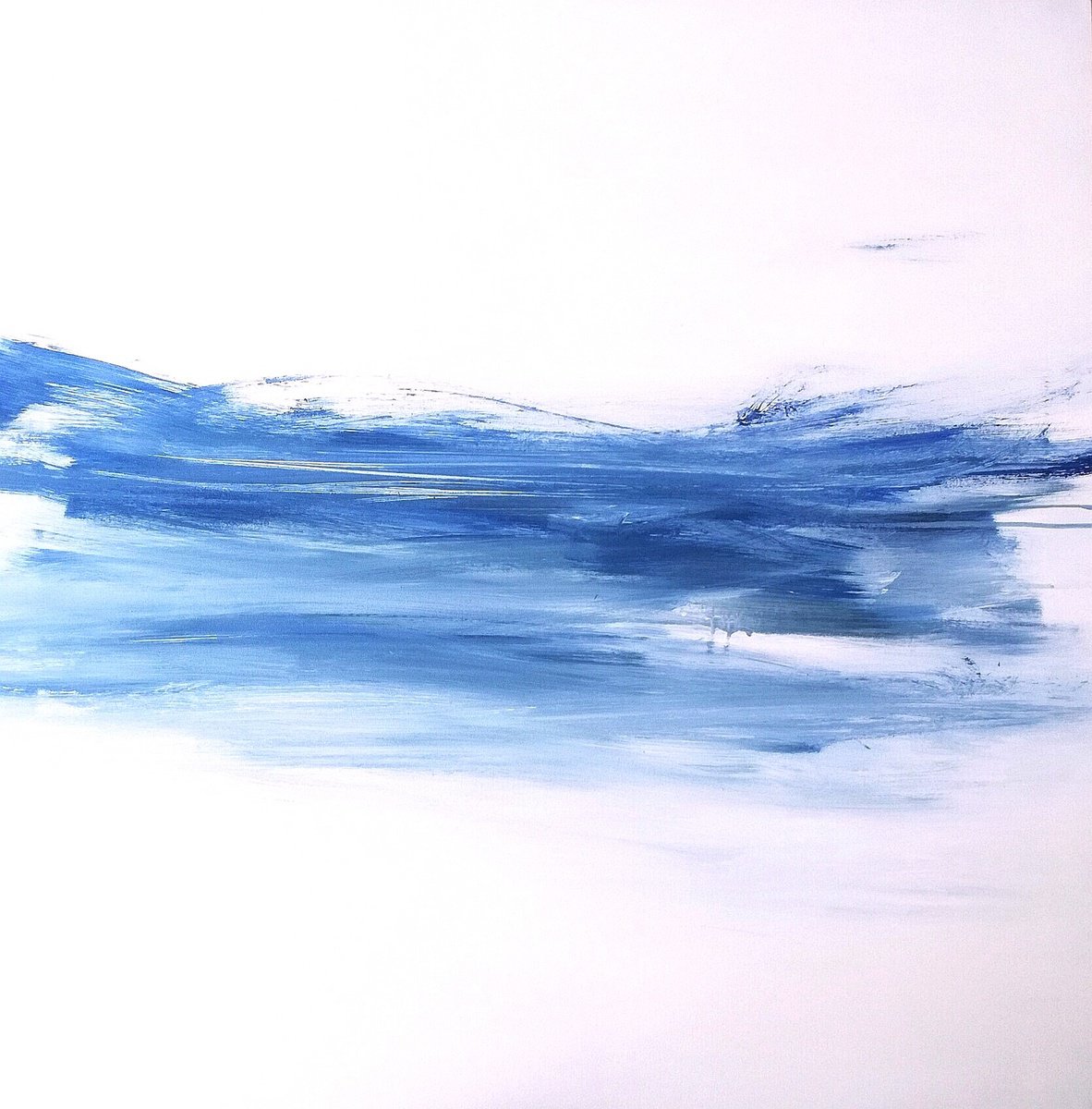 Expressive Abstract Acrylic Painting By Monica Sarandrea, 35 X 35", Into The Flow #2, Original Artwork