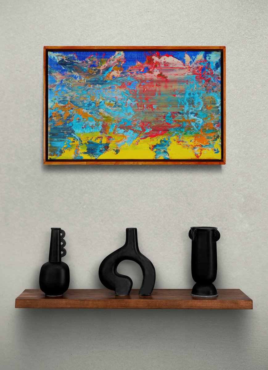 25x40 cm Framed Small Abstract Painting Original Oil Painting Canvas Art by Vadim Shamanov