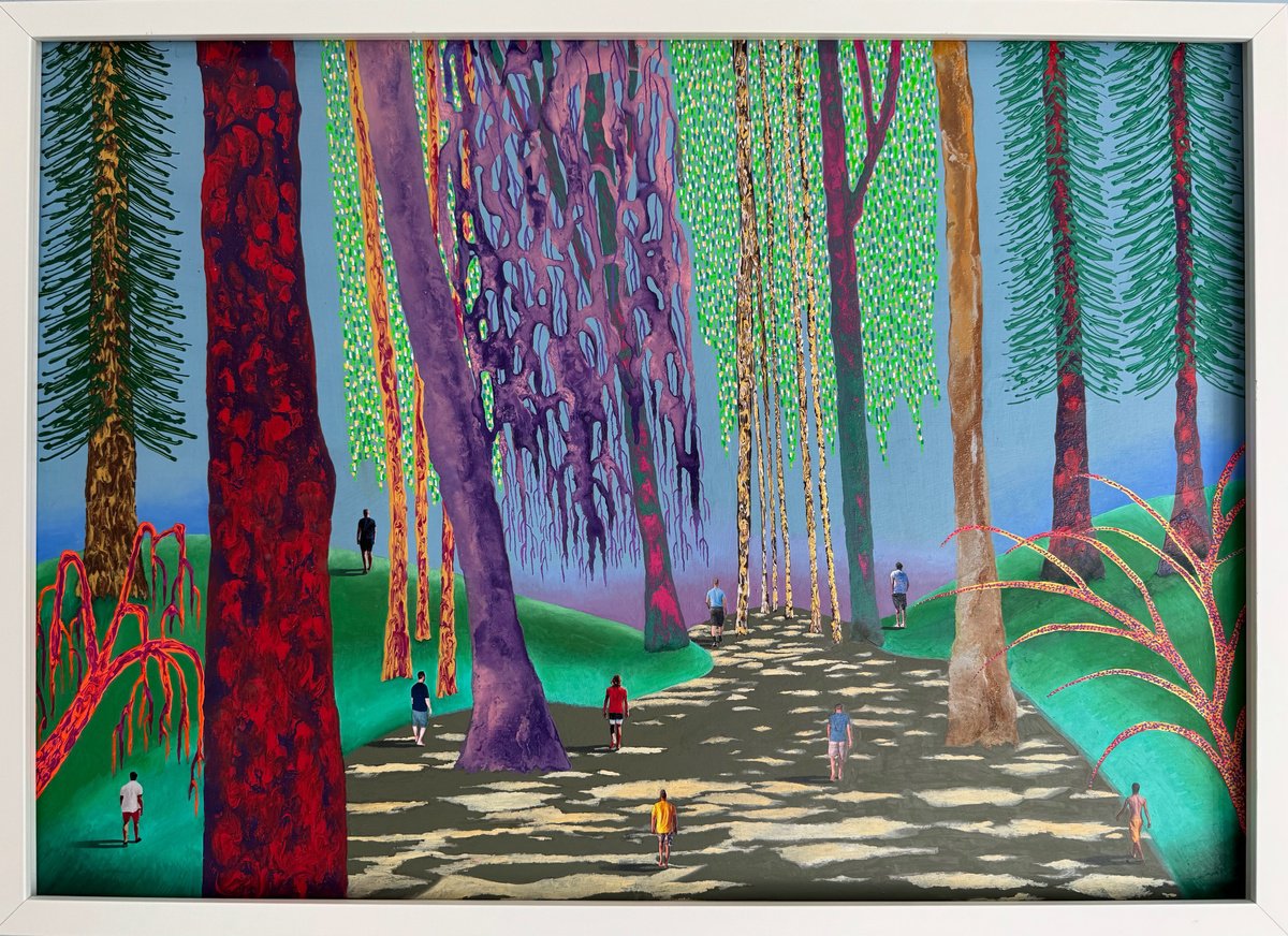 Surrealistic Landscape Painting By Stefano Pallara, 28 X 20", Hampstead Heath N.2, Original Artwork