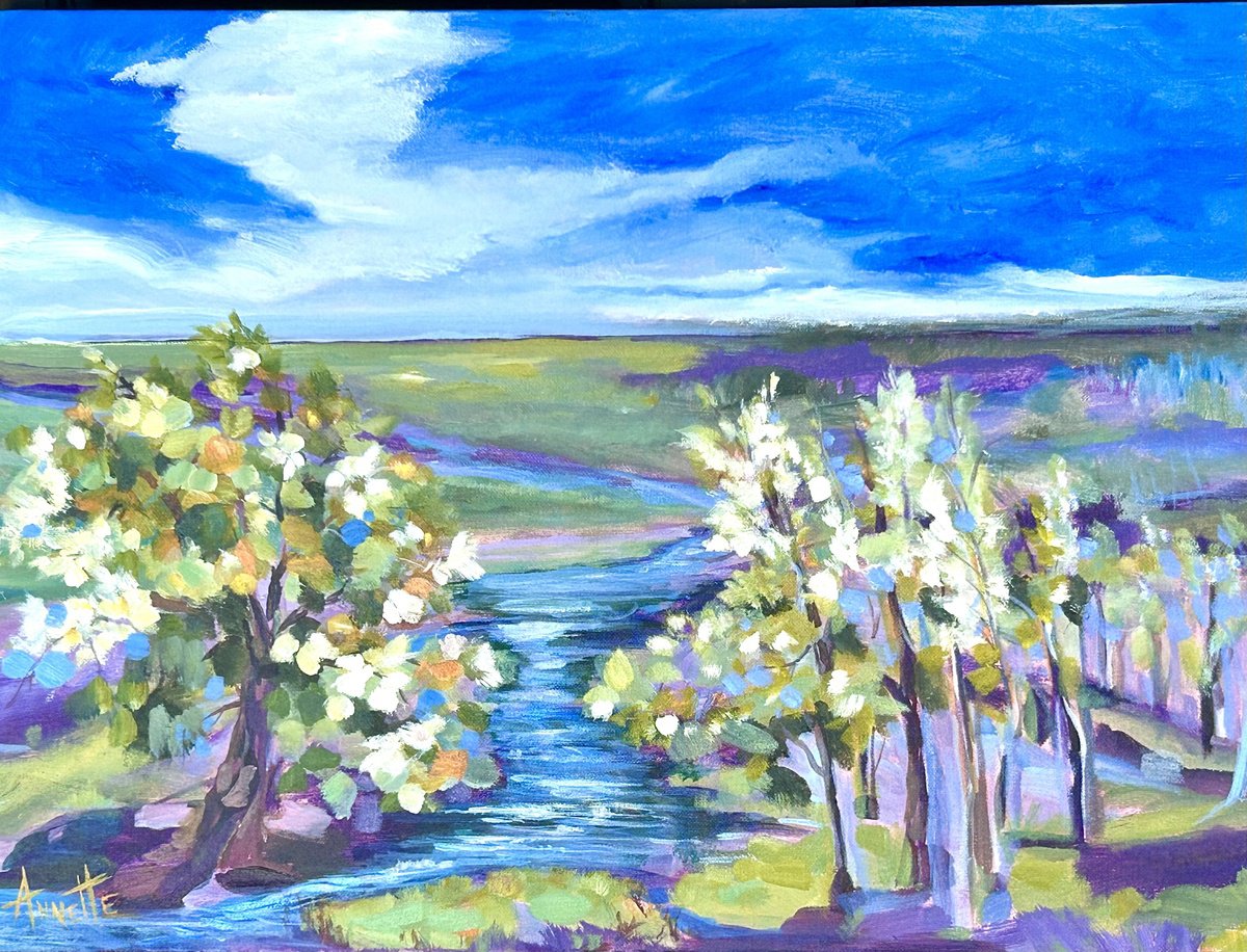  Flowing Stream Changing Sky By Annette Wolters, 24 X 18, Artwork For Sale On Artfinder