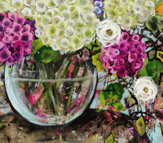 Pink and White Hydrangea
