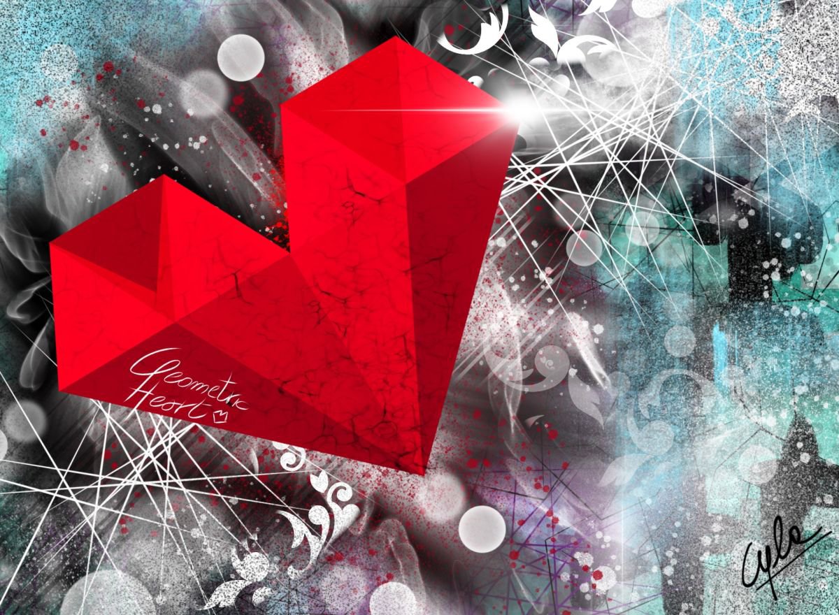 GEOMETRIC HEART 3 | 2012 | Digital Painting on Paper | High Quality | Unique Edition | Sim... by Simone Morana Cyla