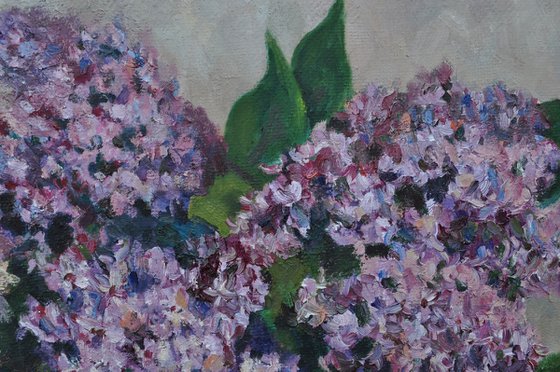 Lilac bouquet original oil painting