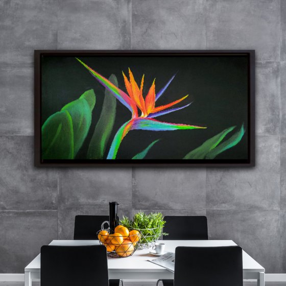 Bird of Paradise Colorful Oil Painting