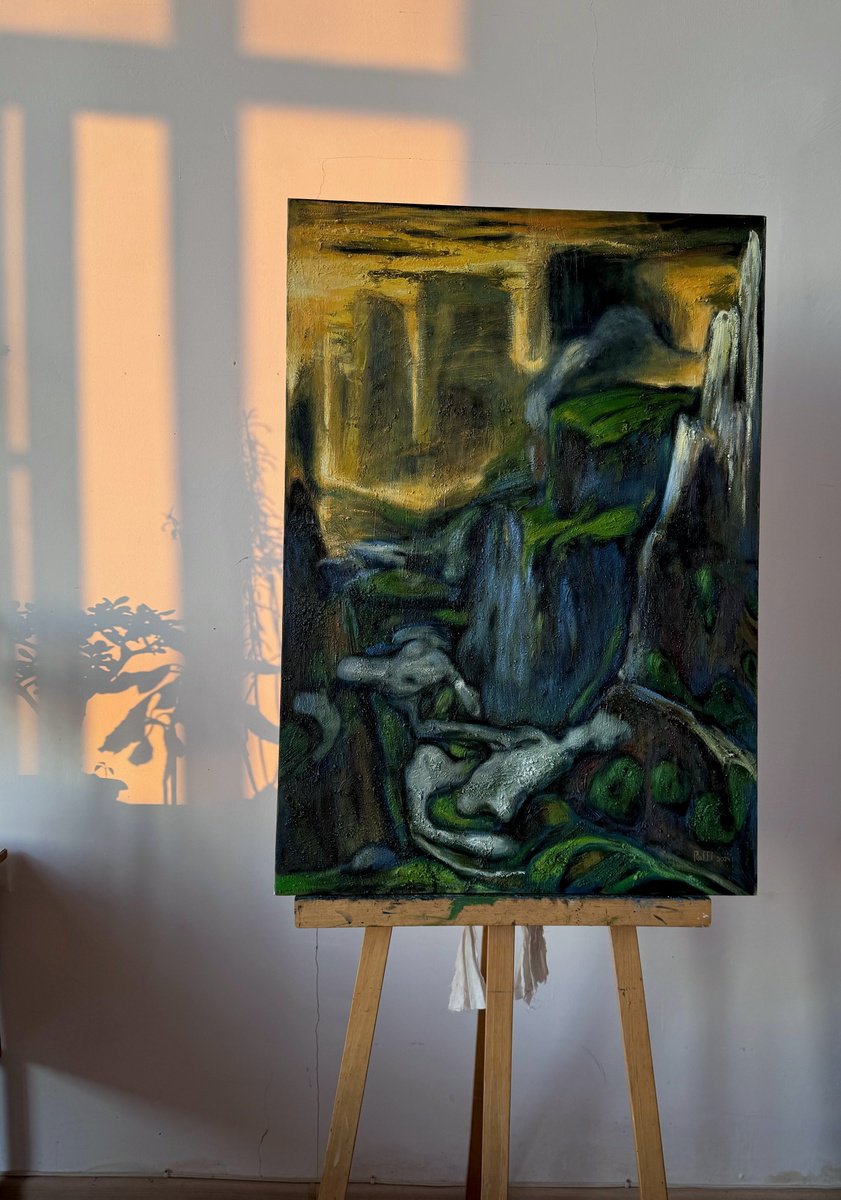 Expressive Landscape Oil Painting By Raffi Ghazaryan, 28 X 39",