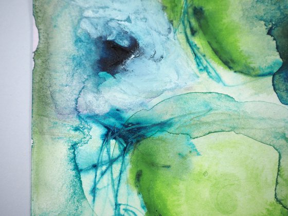 Rainy forest - abstract blue watercolor