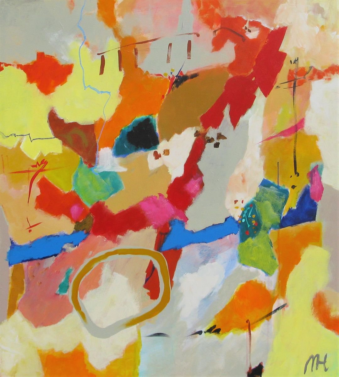 Abstract Acrylic Painting By Megha Hendrick., 35 X 39", Deserted Quiet., Original Artwork