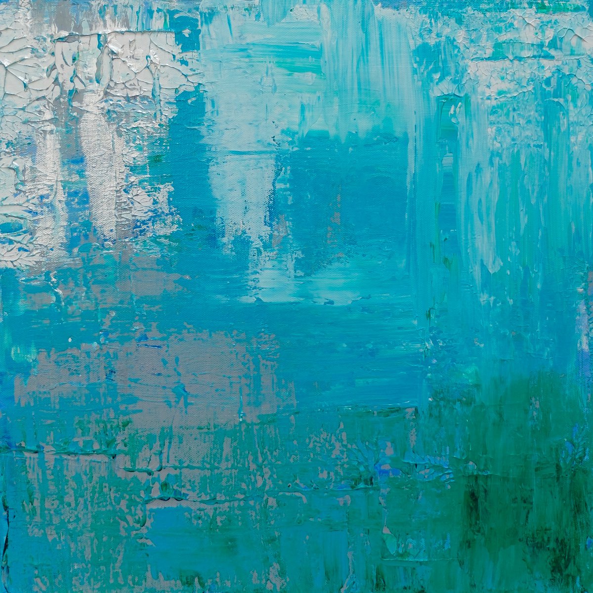 Blue/Green/Silver Abstract #183 by Anabel Campbell