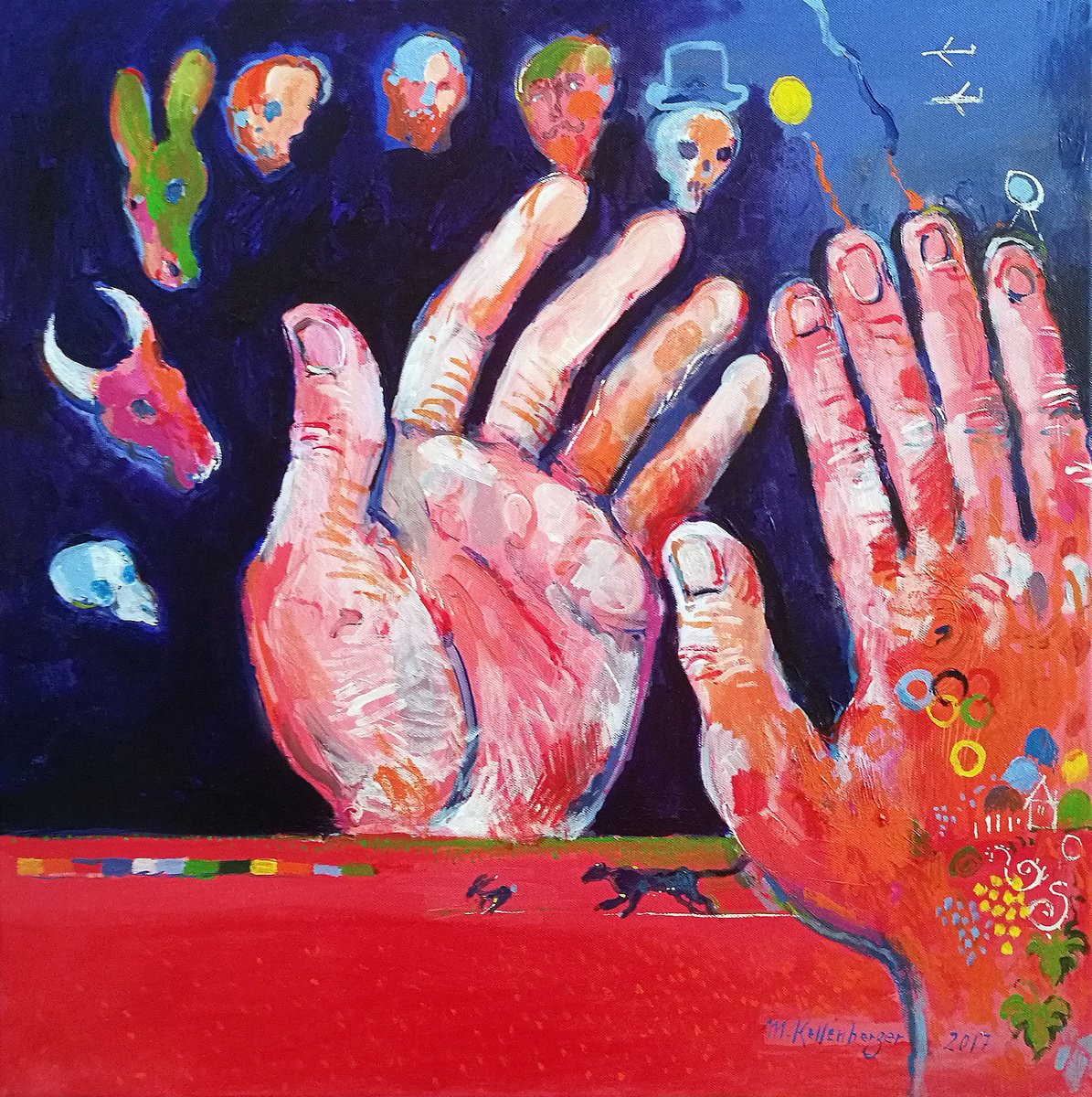 Impressionistic Portrait Acrylic Painting By Kellenberger Martin, 24 X 24", Expulsion From Paradise, Original Artwork