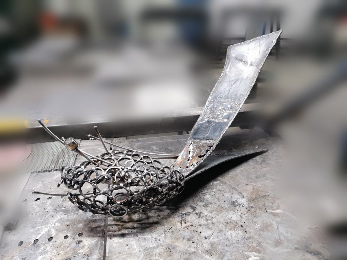 Abstract Sculpture By Kloska Ovidiu, 24 X 10", Seed Of Eternity Germinating Fascinating Welded Steel Sculpture By Master O Kloska, Artfinder