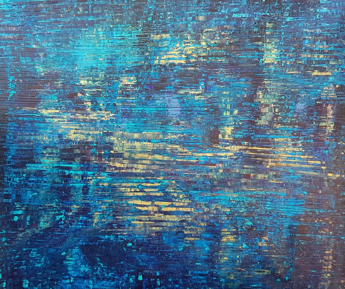 Abstract Acrylic Painting By Ivana Olbricht, 51 X 43, Midnight Sunset, Original Artwork