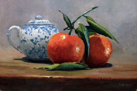 Two Clementines and a Small Teapot