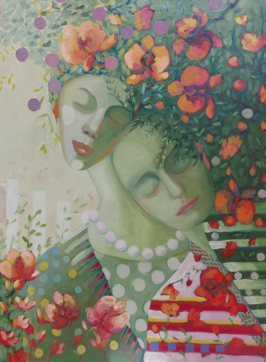 Impressionistic Portrait Oil Painting By Gitti Gv, 18 X 24, For Two Of Us, Original Artwork