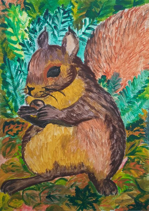 squirrel with a nut by Sara Radosavljevic