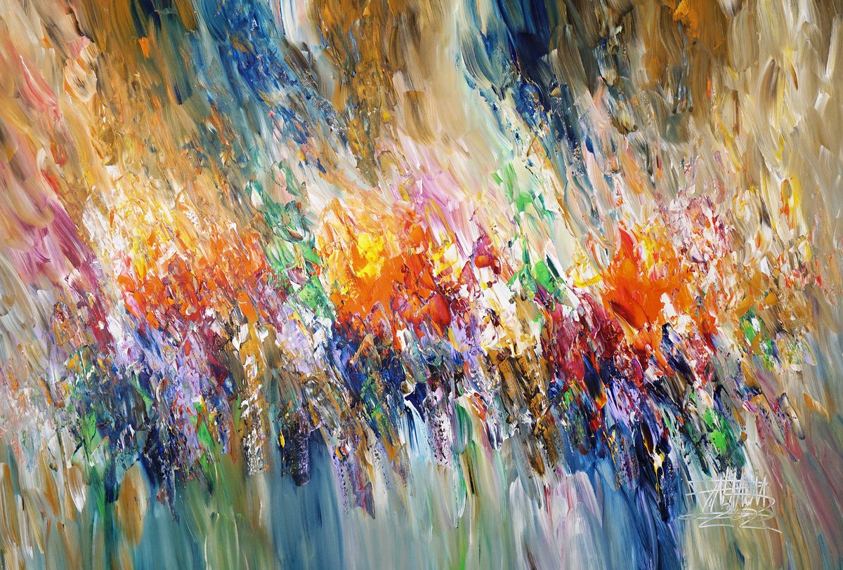 Abstract Acrylic Painting By Peter Nottrott, 61 X 41", Awesome Daydream D 3, Original Artwork