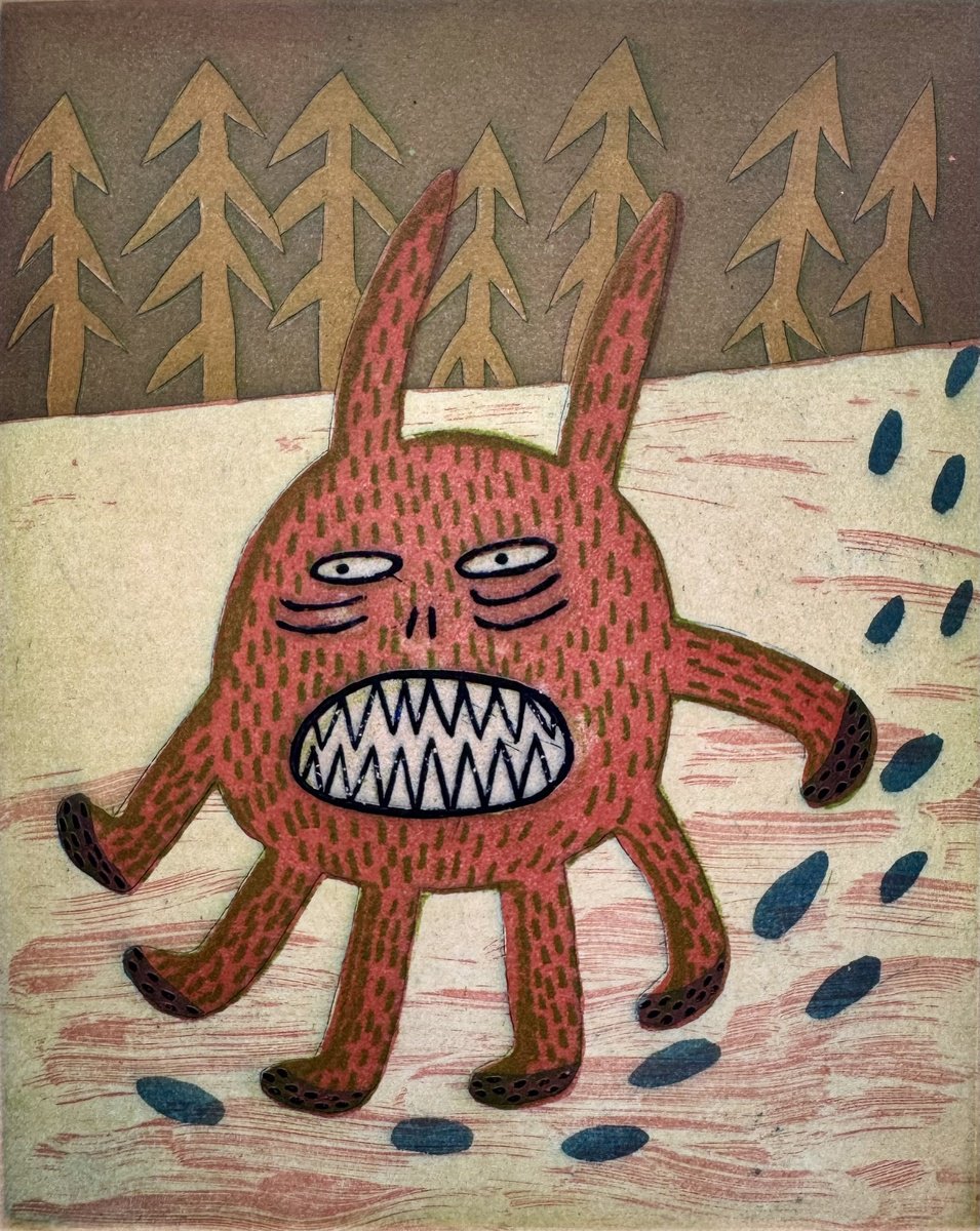 Graphic Animal Etchings & Engravings By Katya Timoshenko, 8 X 10", Mighty But Small, Original Artwork