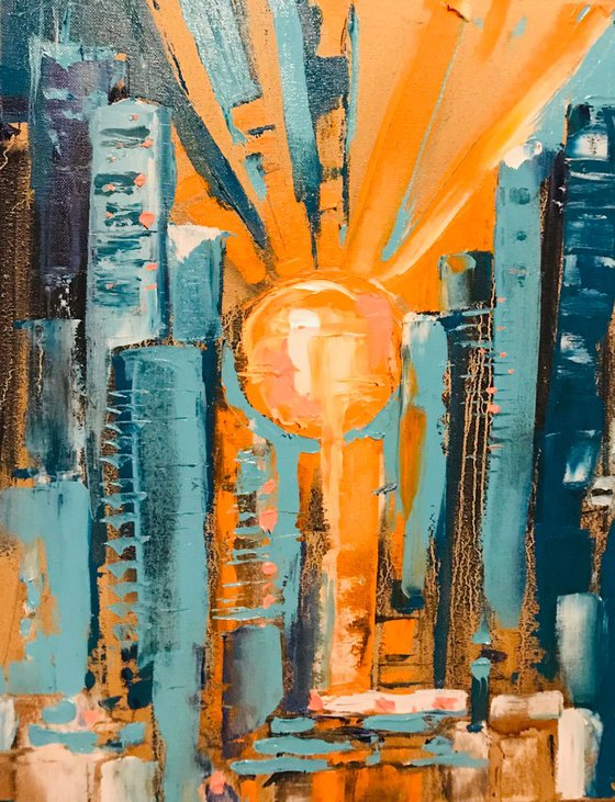Abstract painting 260820192 Sun in the city