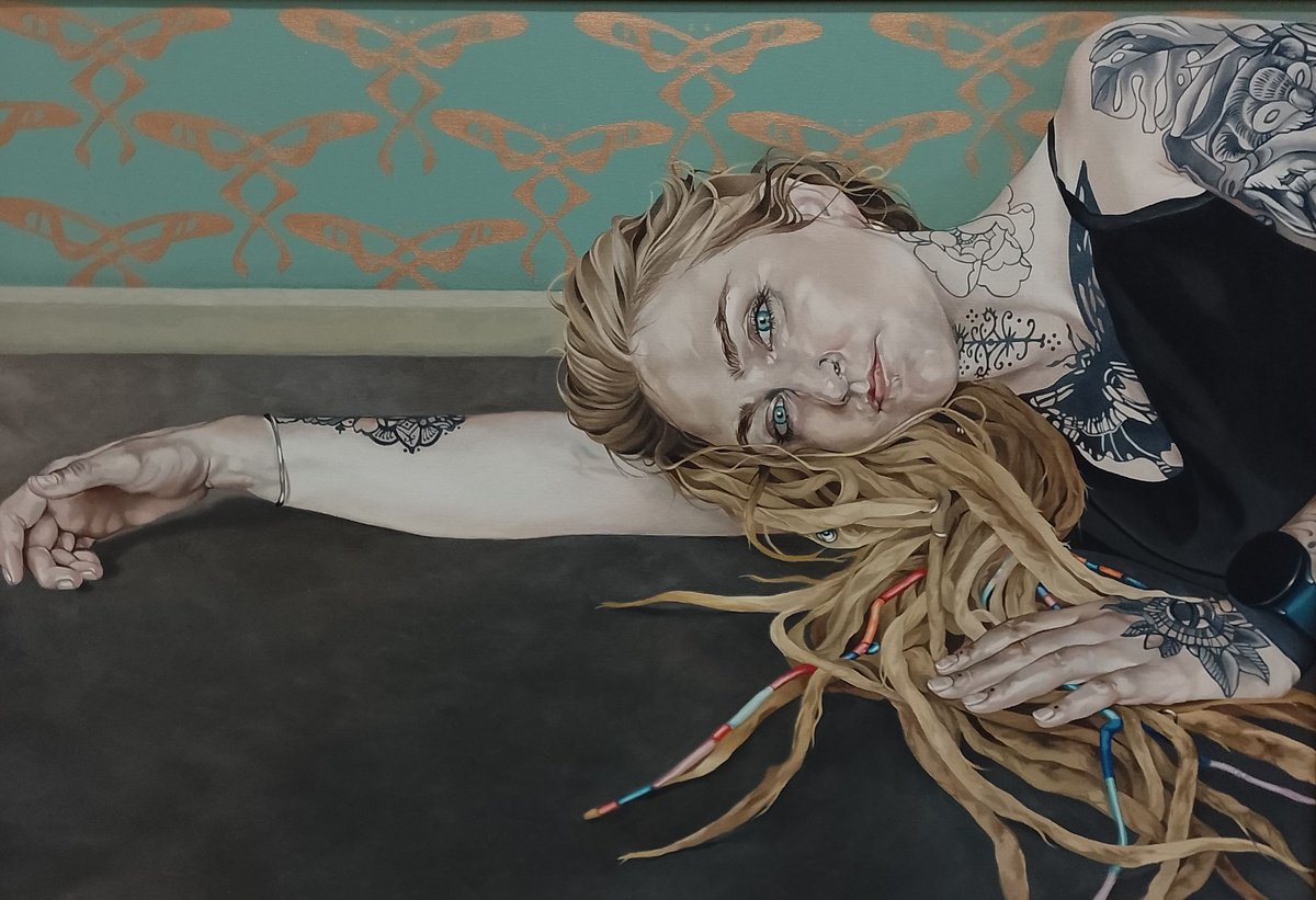 Photorealistic Portrait Oil Painting By Jo Beer, 45 X 33, Papillon, Original Artwork