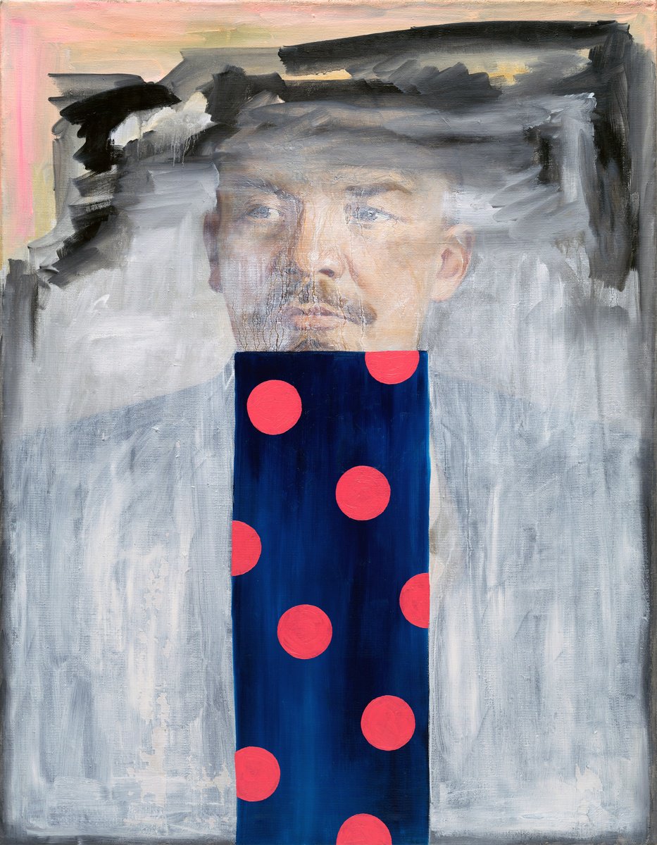 Surrealistic Portrait Oil Painting By Oleksandr Balbyshev, 28 X 35", Pedestal, Original Artwork