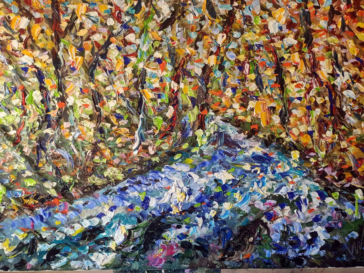 Impressionistic Abstract Acrylic Painting By Antonino Puliafico, 69 X 47, Ruscello D