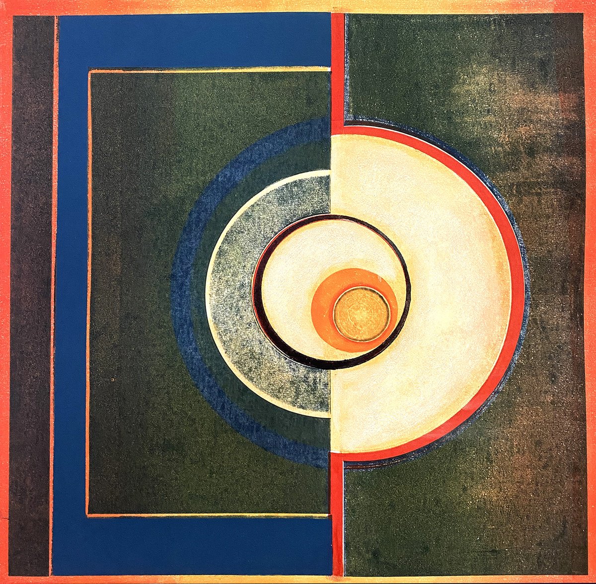 Geometric Abstract Screenprint By Helen Boden, 19 X 19, A Fragment Of Glory, Original Artwork