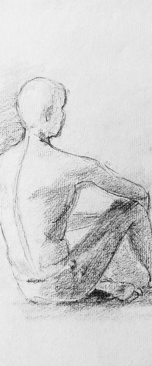 Observation.Original nude drawing. by Yury Klyan