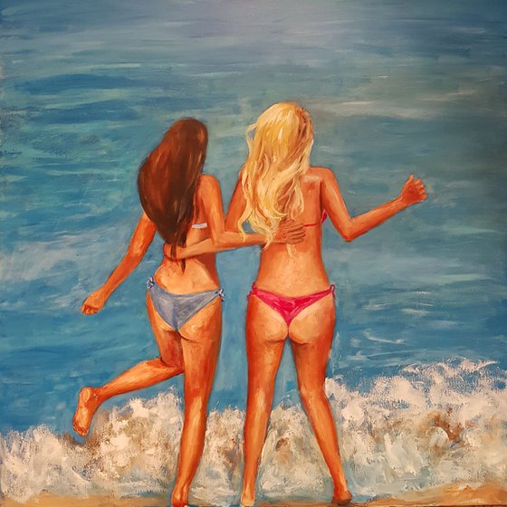 Two girls at sea