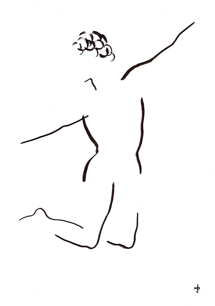 Expressive Animal Ink Drawing By David Jones, 12 X 17, The Butterfly?, Original Artwork