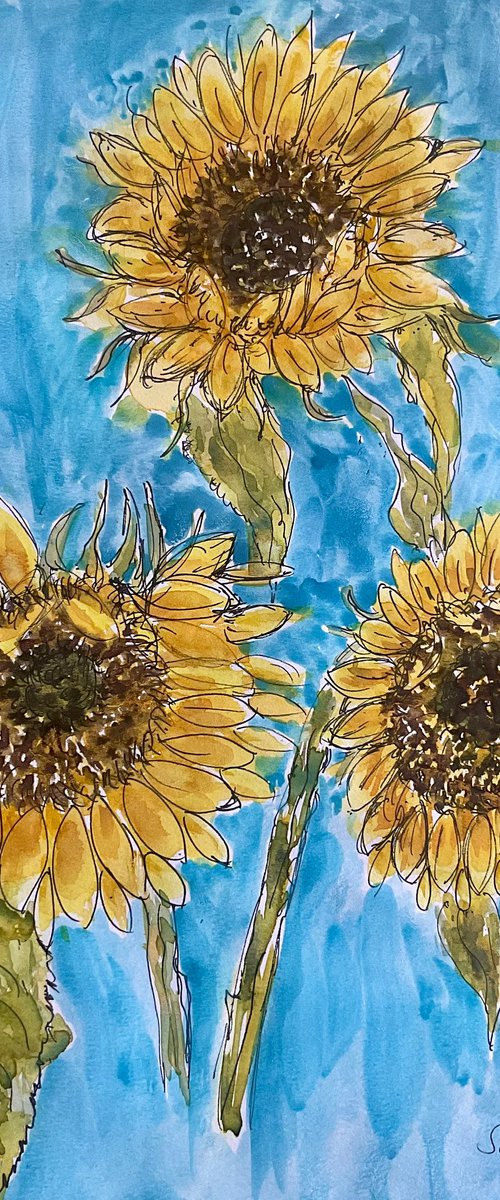 Three Sunflowers by Samantha Adams