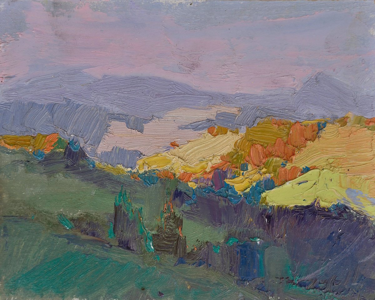 Impressionistic Landscape Oil Painting By Alexander Shandor, 10 X 8, A Moment Of Sun, Original Artwork