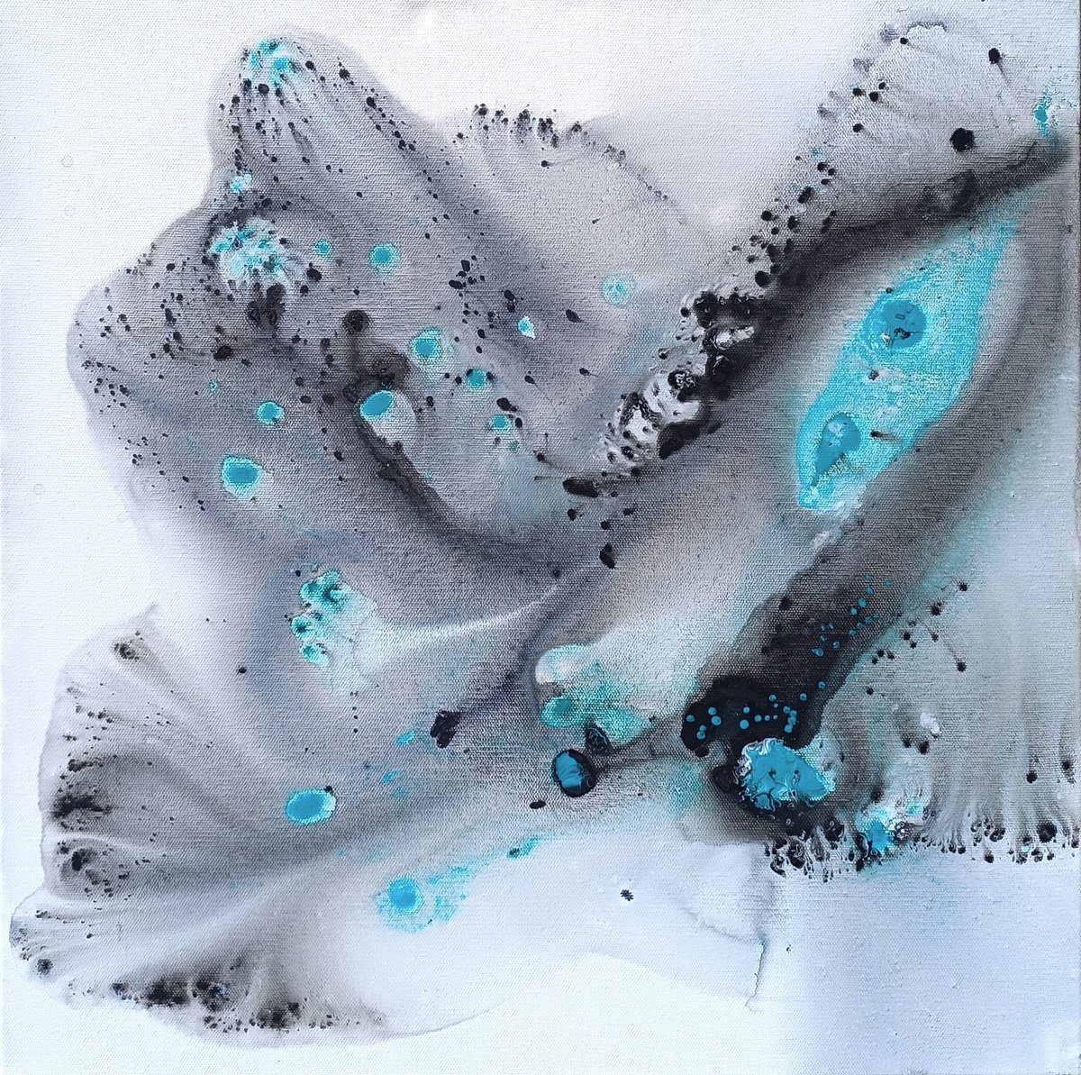 Nature 567 - ? Abstract Cyan Constellation By Muriel Napoli, 20 X 20, Artwork For Sale On Artfinder