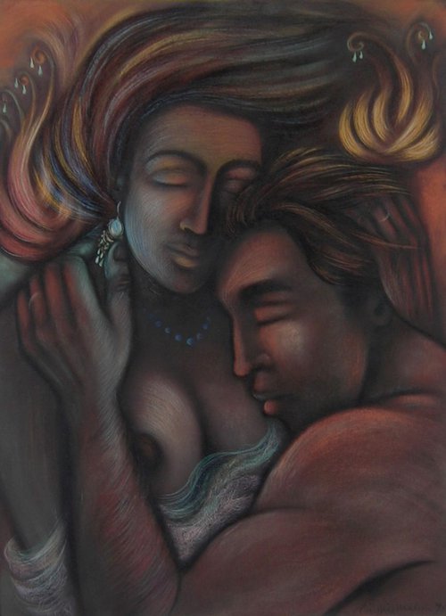 Warm love (large pastel) by Phyllis Mahon