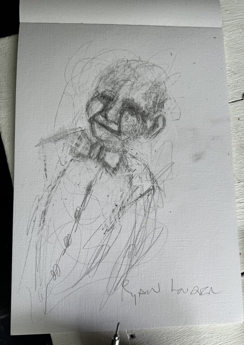 Expressive Portrait Pencil Drawing By Ryan Louder, 9 X 12", The Old Man Was As Happy As..., Original Artwork