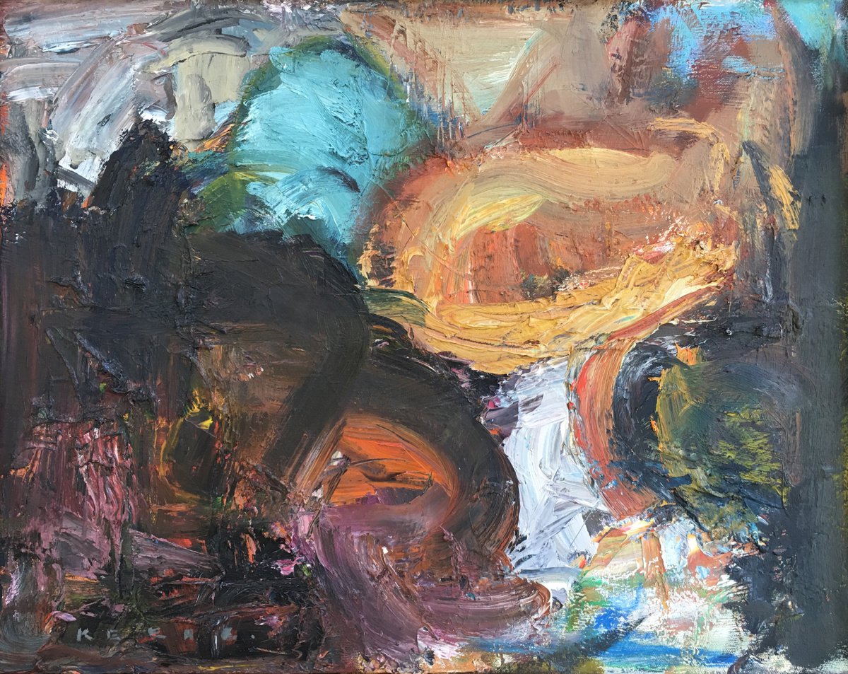 Organic Abstract Oil Painting By Don Keene, 20 X 16, If Birds Had A Say, Original Artwork