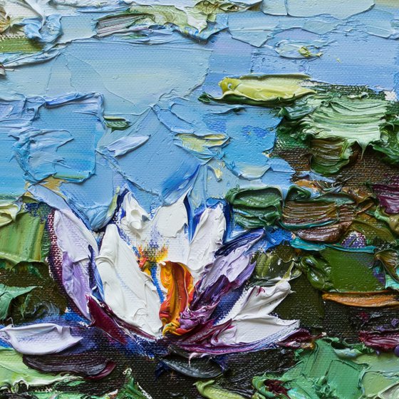 Water Lilies - Impasto Original Oil painting