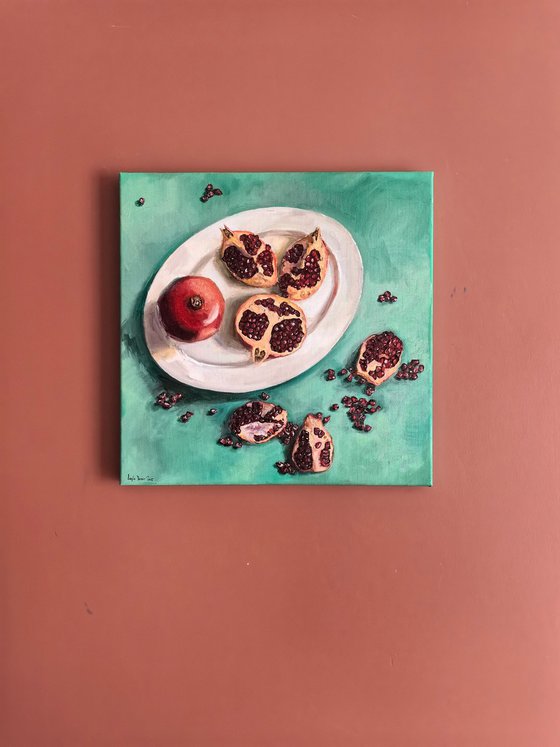 Pomegranates on plate
