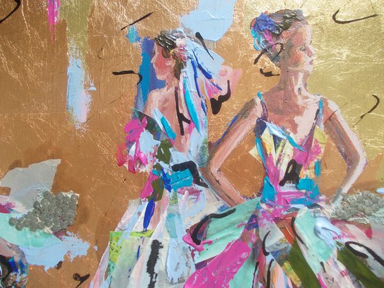 Behind the Curtains -Ballerina Acrylic Painting on Canvas